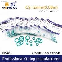 ✎ 15PCS/lot Green FKM Fluorine Rubber O-rings Seals CS2mm OD5/6/7/8/9/10/11/12/13/14x2mm ORings Seal Gasket Rings Fuel Washer