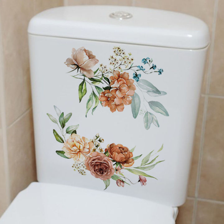 รูปลอก-pvc-ติดศิลปะบนผนังห้องน้ำลอกออกได้ลายสติ๊กเกอร์ห้องน้ำดอกไม้สีสันสดใสมีกาวในตัวกันน้ำ