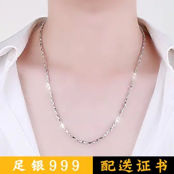 Pure Silver Chain For Women Men Sweater Link Real 999 Silver Necklace  16-24inchL | eBay