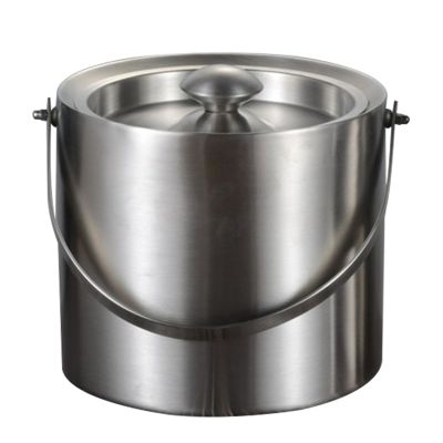 3L 2 Tier Stainless Steel Insulation Ice Bucket with Lid Handle for Wine Champagne Bar Ktv