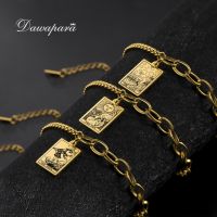 Dawapara Tarot Card Bracelet for Women The Major Arcana Amulet Good Luck Tarot Jewelry Stainless Steel Friendship Wrist Jewelry