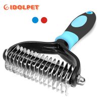 Professional Pet Deshedding Brush 2 Sided Dematting Dog Comb Cat Brush Rake Puppy Grooming Tools Undercoat Shedding Flying Hair Brushes  Combs