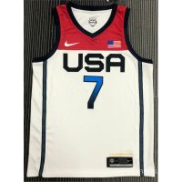 เสื้อกีฬาบาสเก็ตบอล NBA jersey 7 # Durant สีขาว และสีฟ้า 2 สี 2021