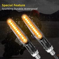 2PCS 12V Motorcycle Turn Signals Light LED Tail Flasher Flowing Water Blinker IP68 Bendable Motorcycle Turning Lights Assembly