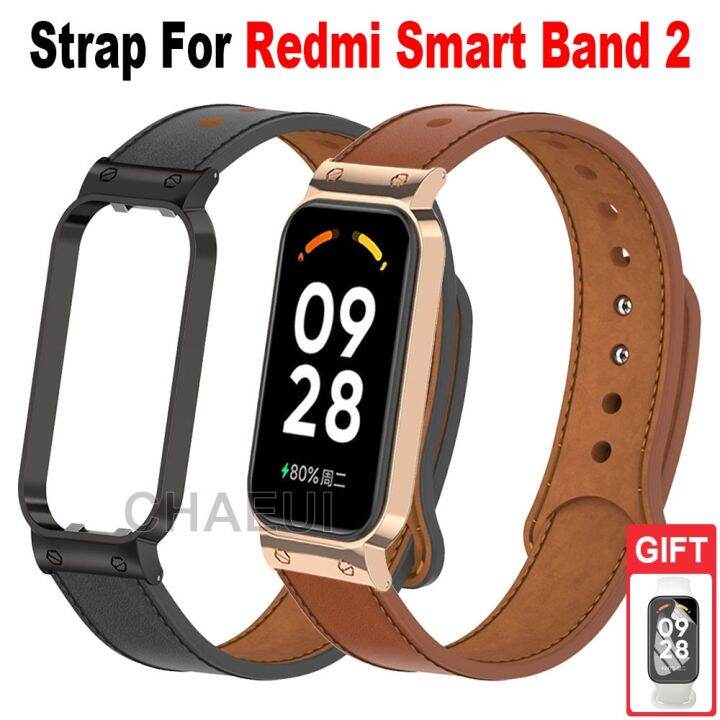 สายหนังพร้อมสร้อยข้อมือเปลี่ยนเคสโลหะสำหรับสายนาฬิกา-redmi-smart-band-2-xiaomi-mi-band-7-pro-xiaomi-smart-band-8-active-watch-strap