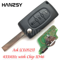 【☸】 Auto City (JAS) 3ปุ่มกุญแจรีโมทสำหรับ Peugeot 407 307 308 807ร่วมมือกับ CE0523 ID46ชิป433MHz ถามกุญแจพับรถที่มี HU83/VA2