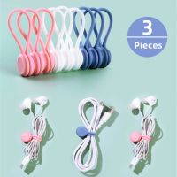 3Pcs Magnetic Silicone Earphone Cord Winder Cable Holder Organizer Magnet USB Cable Ties Clip in Home Office Tidy Management