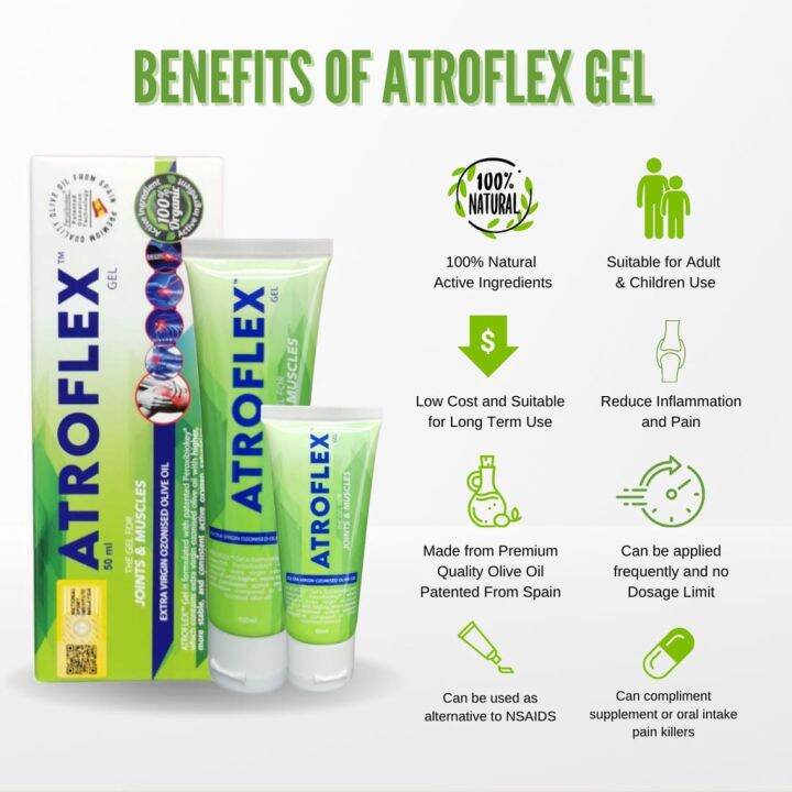 painkiller ATROFLEX GEL 100ml Extra Virgin Ozonised Olive Oil for Knee