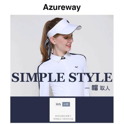 Azureway หมวกกอล์ฟ หมวกกันแดด ประดับโบว์ สีพื้น แฟชั่นใหม่ สําหรับผู้หญิง