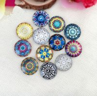 retro mosaic art Glass Cabochons Mosaic Printed Glass Dome Cabochons Mosaic Tiles for Crafts