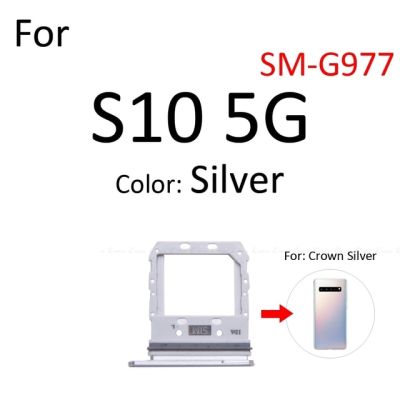 ซ็อกเก็ตสำหรับใส่ซิมการ์ดตัวเชื่อมช่องเสียบที่ใส่ Adapter Micro Sd ชิ้นส่วนเครื่องอ่านสำหรับ Samsung Galaxy S10 5G G973 G977