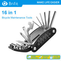 Brifit 16 in 1 เครื่องมือซ่อมแซมจักรยานอเนกประสงค์ชุดเครื่องมือจักรยานแบบพกพาพับเครื่องมือสแตนเลสน้ำหนักเบาพร้อม 8/9/10 มม. ไขควงหกเหลี่ยมประแจกระบอก, ไขควง, อุปกรณ์ซ่อมจักรยานเครื่องมือ