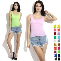 [A LIKE] NewWomen ถัง TopsColorSleeveless O-คอผู้หญิง39; STees แข็งเซ็กซี่เสื้อกั๊กเสื้อยืด