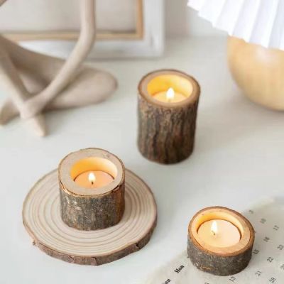 O•urHome [พร้อมส่ง] Wooden candlestick holder เชิงเทียนไม้ ถ่ายภาพอาหาร อุปกรณ์ประกอบฉากการถ่ายภาพ ของขวัญสร้างสรรค์ ของตกแต่งบ้าน เทียนหอมไร้ควัน