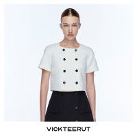 VICKTEERUT (ราคาปกติ 9,150-.) Re-Edition Double Breasted Short Sleeve Blouse เสื้อแขนสั้น กระดุมสองแถว