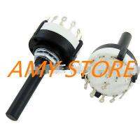 2Pcs 6mm x 30mm Round Shaft 2 Pole 6 Positions Rotary Switch 350mA 125V AC SR26-2-6