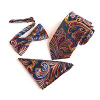 Paisley Men Neck Tie Square Scarf Bowtie Set 8CM Gravata Wedding Accessories Jacquard Corbatas Para Hombre Elegantes