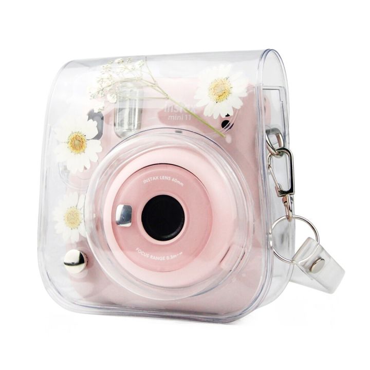 สำหรับฟูจิฟูจิฟิล์ม-instax-mini-11-9-8ดอกไม้แห้งใสฝาครอบกระเป๋าใส่ของกล้องพีวีซีตัวป้องกันกระเป๋า