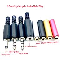 3Pcs 3.5mm 1/8 Audio Male Plug Jack Adapter Mono/Stereo Connector Headphone 3.5mm 2/3/4 Pole Plug Connector Black