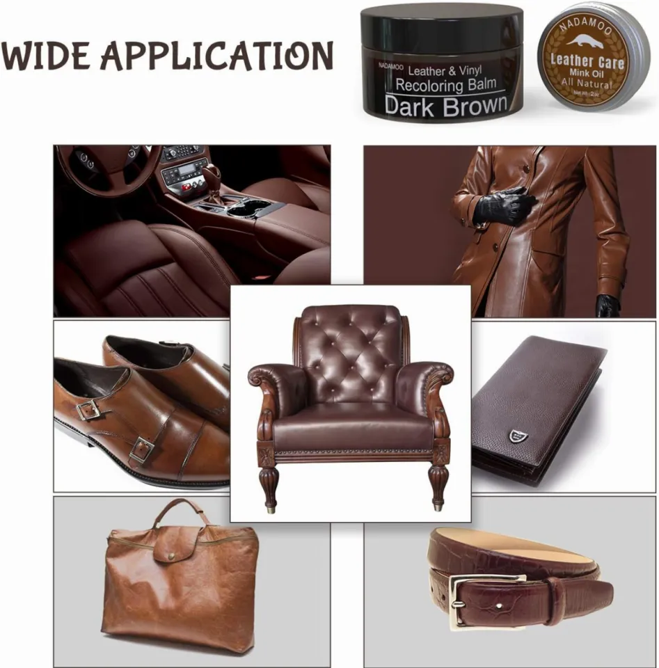 Leather Recoloring Balm with Mink Oil for Leather Furniture Dark Brown