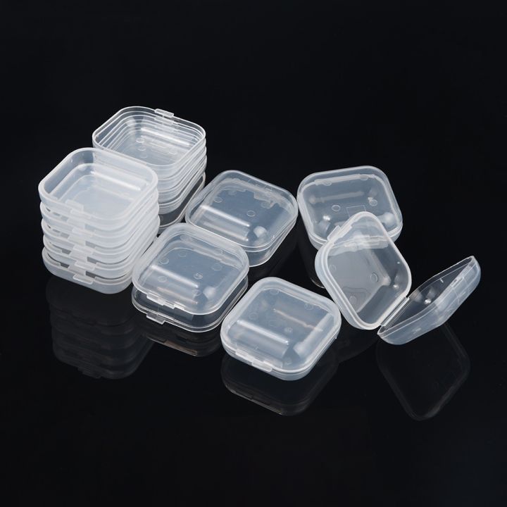 10pcs-portable-transparent-flip-jewelry-box-square-plastic-small-storage-box