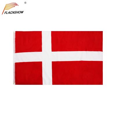 Flagnshow Denmark Flag One Piece 3X5 FT Hanging Danish Dane National Flags Polyester Indoor Outdoor for Decoration  Power Points  Switches Savers