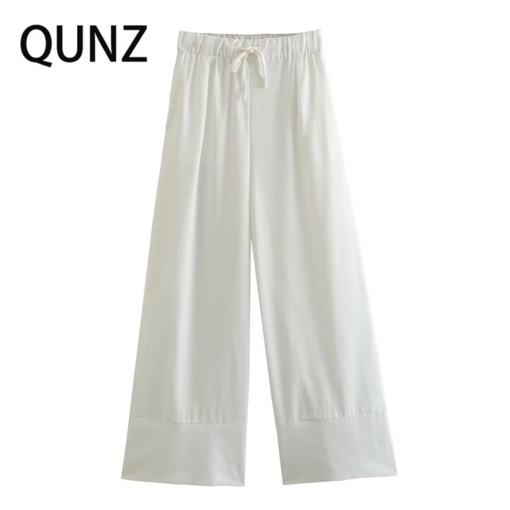 qunz-กางเกงขากว้าง-ผ้าลินิน-สีขาว-7654