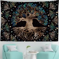 {Decwork}Fairytale Castle Skeleton Bohemian Psychedelic Home Dorm Dream Decor Tree Of Life เห็ดป่า Tapestry แขวนผนัง