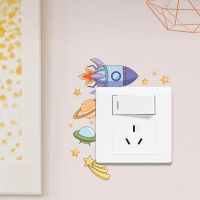 Cartoon Rocket Spaceship Switch Stickers for Kids Room Bedroom Home Decoration Mural Living Room Decals Wall Decor Wallpaper New Wall Stickers Decals