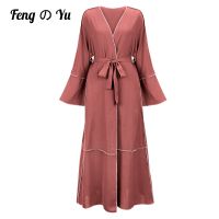 【CW】 2021 New Color Abaya Dubai Women  39;s Cardigan Robe Middle East Abayas Clothing