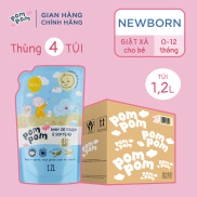 Thùng 4 Túi Nước Giặt Xả Em Bé Pom Pom Newborn Kháng Khuẩn Dịu Nhẹ Cho Bé