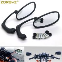 ZORBYZ Black Motorcycle L-bar Retro Oval Rearview Side Mirror E9 Mark For GN/ CG Cafe Racer Custom