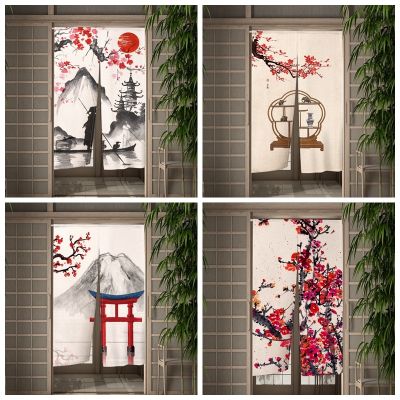 Fashion 2023 Japanese Cherry Blossom Paint Paint Door Tirai Makan Door Decoration Tirai Tirai Dapur Door In Half Tirai