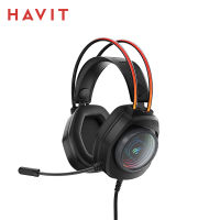 HAVIT H2016d RGB หูฟังเล่นเกมพร้อมไมโครโฟน3.5มิลลิเมตรสายชุดหูฟัง Gamer พายหลังเสียงรอบทิศทางสำหรับ PC PS4 PS5 X สวิทช์แล็ปท็อป