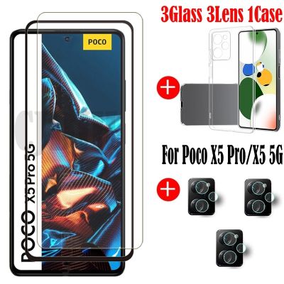 [spot goods66]กระจกนิรภัยติดกาวทั่วทั้งแผ่นสำหรับ Xiaomi โปรจอปกป้อง X5 Poco ฟิล์มกล้องเคส5G