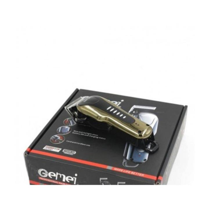 gemei-ปัตตาเลี่ยนไร้สายมีครีบ-ใบมีดสเตนเลส-กว้าง-45-มม-ลับคมได้-gm-6059-แบตเตอรี่ลิเที่ยมไออน-1-800-mah-ใช้งาน-200-นาทีต่อเนื่อง-ไฟ-led-แสดงสถานะ-พร้อมหวีรองตัด-4-ขนาด-สีดำ