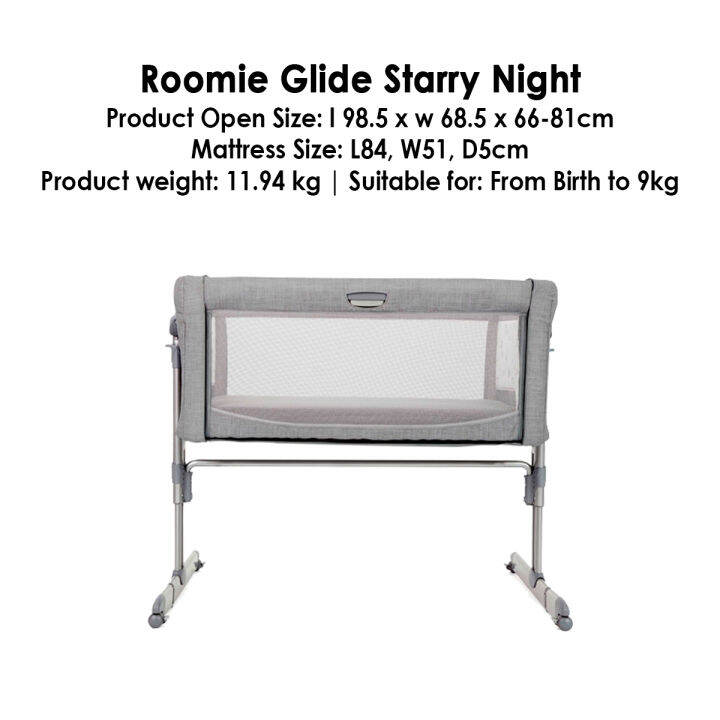 Joie Roomie Glide Starry Night Bedside Crib (1 Year Warranty) Lazada