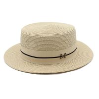 【CC】 2021 New Women  39;s Boater Beach Hats Wide Brim Female Panama Hat Classic Flat