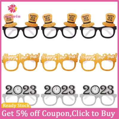 9Pcs Happy New Year 2023 New Years Eve Party แว่นตาการถ่ายภาพแว่นตา Props กระดาษ2023 Glasses
