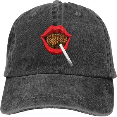 Kiss Leopard Cheetah Animal Print Washed Cowboy Hat Dad Hat Baseball Cap 100% Cotton Embroidery Adjustable Retro Hat Unisex