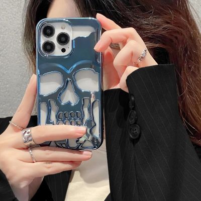 3D Hollow Skull Callous Phone Case for iPhone 14 13 12 11 Pro Max 14 Plus Luxury Plating Acrylic Shockproof Ghostface Cover Phone Cases