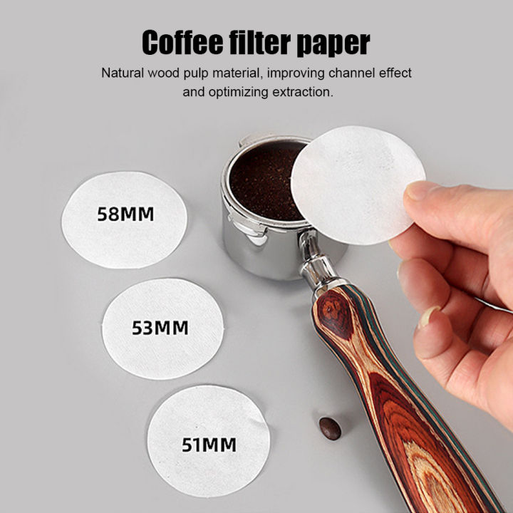 กระดาษสีที่กรองกาแฟทรงกลมขนาด51-53-58มม-จำนวน100ชิ้น-กระดาษสีกรองที่จับกาแฟใช้แล้วทิ้งอุปกรณ์ชงกาแฟ