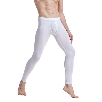 [Xiaoli clothing] CLEVER-MENMODE ผู้ชายที่แท้จริง39; S กางเกง Johns ไหมแบบยาวน้ำแข็งบางกางเกงในยืดหยุ่นชุดนอนชุดนอนโปร่งแสงกางเกงกางเกงระบายความXiaoli clothing