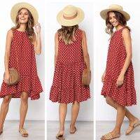 【Ladies shop】 Jocoo Jolee Polka DotRuffle ผู้หญิงฤดูใบไม้ผลิ SummerSexyThin Beach Party O NeckDress Vestidos ขนาดใหญ่