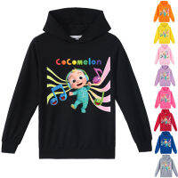 Cocomelon เสื้อฮู้ดเด็กผู้หญิง,ผ้าฝ้าย65% + ผ้าใยโพลีเอสเตอร์35% มีฮู้ดเด็กหญิงเด็กชายมีกระเป๋าแขนยาว100-170ซม. 0000ชุดกีฬาฤดูใบไม้ร่วง