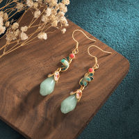 2022 Guochao new Chinese style earrings ancient Qipao gold-plated enamel painted Magnolia Earrings FQW0