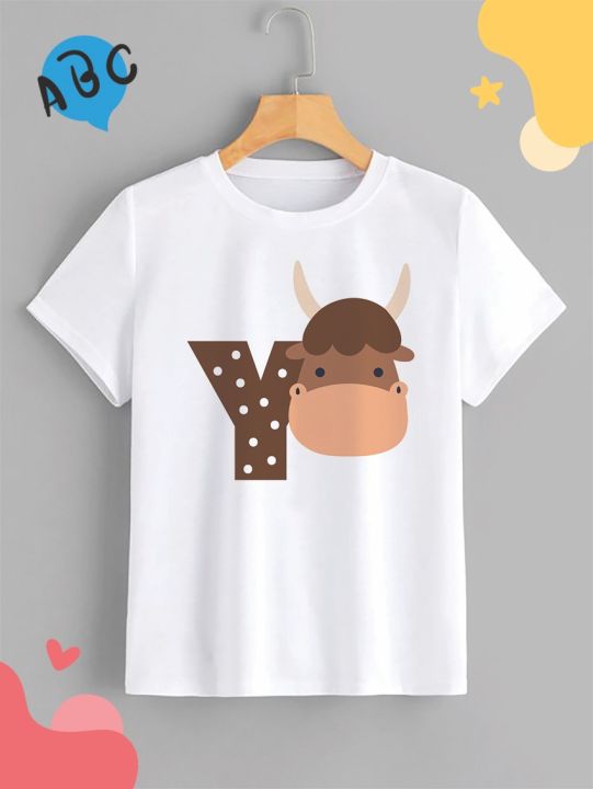 เสื้อยืดลายอักษร-abc-ชุดสัตว์โลกน่ารัก-อักษร-y