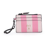 Mini Pink Leather Credit Card ID Wallet Coin Purse Zipper with Heart Keychain Women Bag VS Card Holders