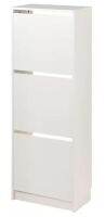 BISSA Shoe cabinet with 3 compartments, white, 49x28x135 cm (บิสซ่า ตู้รองเท้า 3 ช่อง, ขาว, 49x28x135 ซม.)