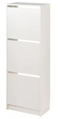 BISSA Shoe cabinet with 3 compartments, white, 49x28x135 cm (บิสซ่า ตู้รองเท้า 3 ช่อง, ขาว, 49x28x135 ซม.)